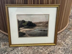 Vintage Lake Landscape Wall Decor Gold Frame